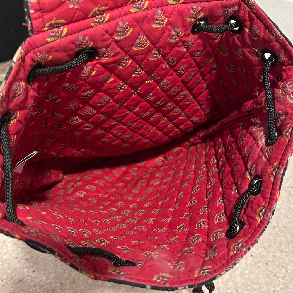 Vintage Vera Bradley Floral Quilted Backpack in Anastasia Black & Red Roses GUC - Picture 7 of 16